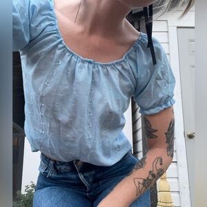 Baby blue vintage eyelet shirt
